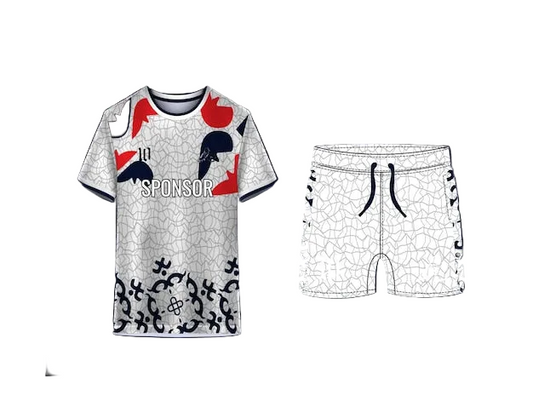 NextPrint Custom Sports Jersey Set White Navy Red – Personalized Name & Number Abstract Team Uniform