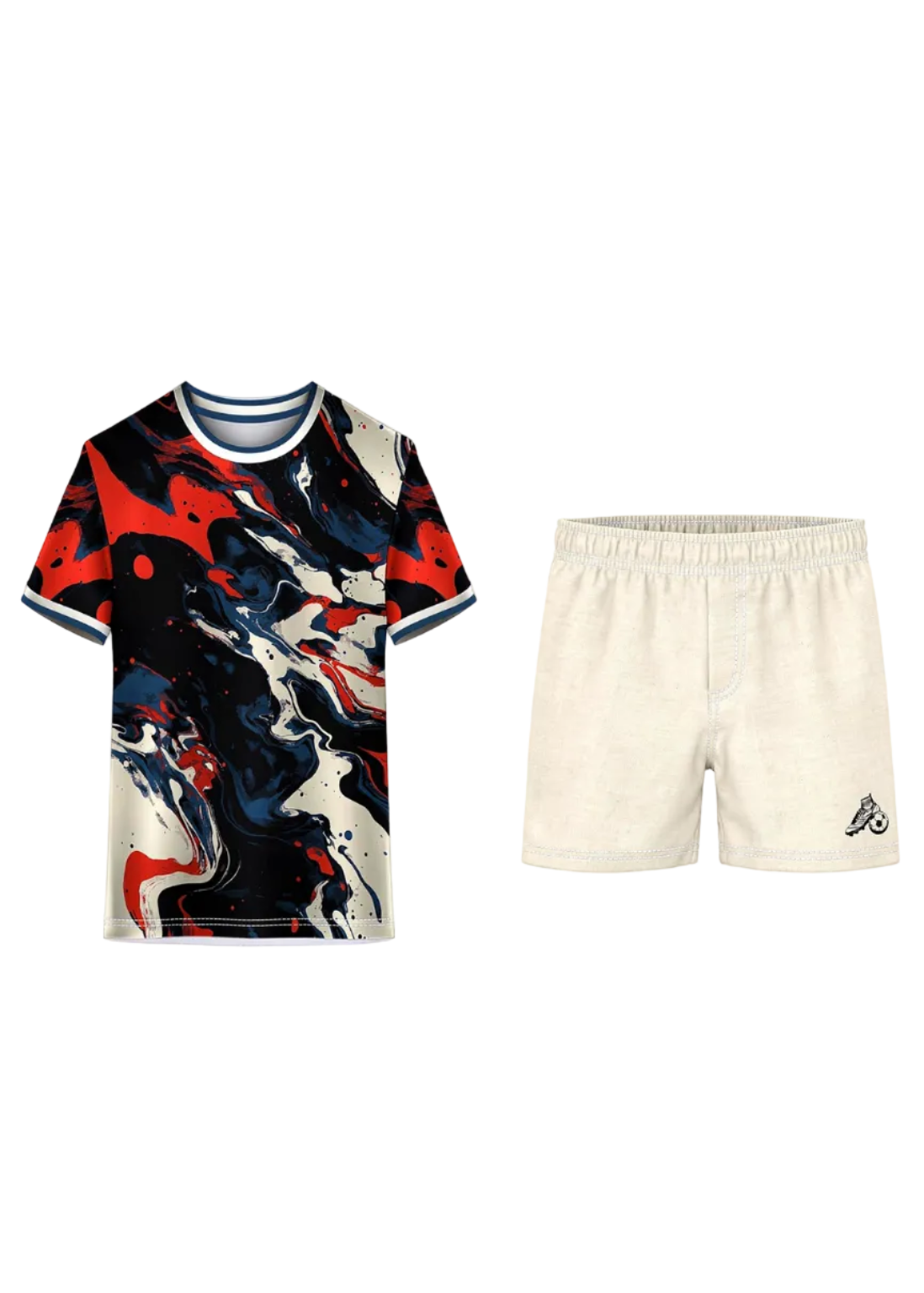 Trendy gym and cricket jersey with shorts abstract design