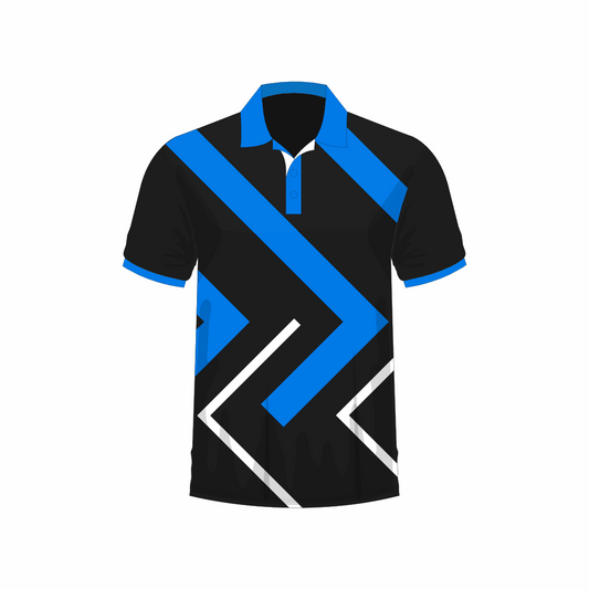 All Over Customized T-shirt Polo collar blue and black NP0000S522 - Next Print
