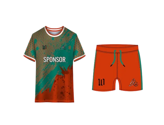 NextPrint Custom Sports Jersey Set Green Orange – Personalized Name & Number Textured Team Uniform