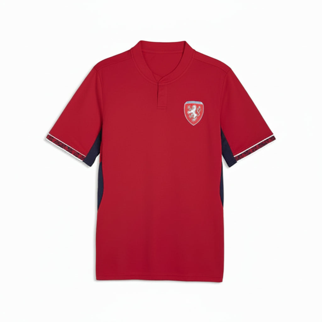 Austria inspired red black football fan jersey front view