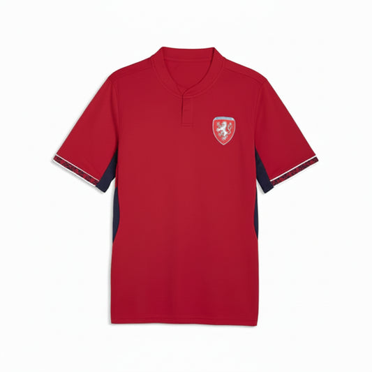 Austria inspired red black football fan jersey front view