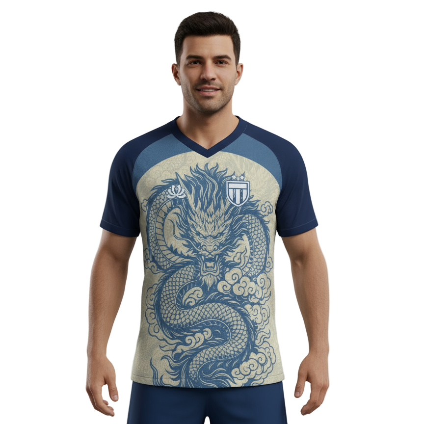 Next Print Azure Dragon Soccer Jersey with Crest Design