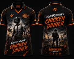 Battle Royale Esports Gaming Jersey | Orange V-Neck Polo Jersey | Custom Name & Number