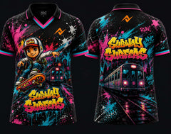 Subway Surfers Metro Blaze V-Neck Polo Collar Esports Jersey – Neon Pink Edition