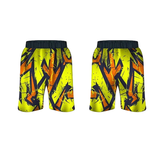 NextPrint Custom Basketball Shorts Neon Yellow Orange – Personalized Name & Number Abstract Sports Shorts