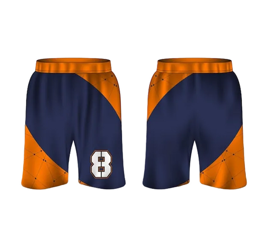 NextPrint Custom Basketball Shorts – Navy Blue Orange Sports Shorts with Personalized Name & Number