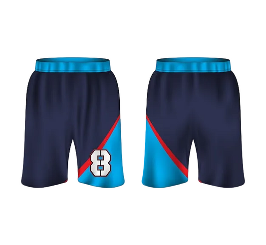 NextPrint Custom Basketball Shorts – Navy Blue Cyan Sports Shorts with Personalized Name & Number