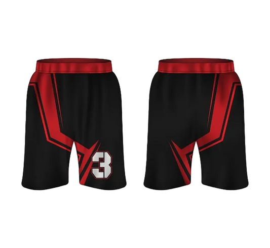 NextPrint Custom Basketball Shorts – Black Red Sports Shorts with Name & Number | Personalized Team Shorts |