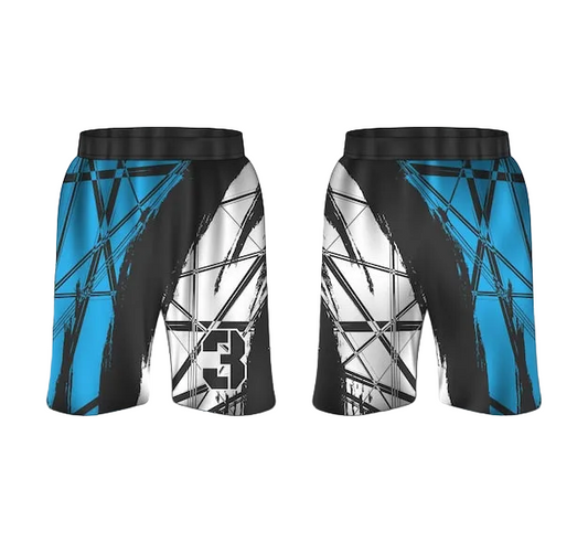 NextPrint Custom Blue & Black Sports Shorts – Personalized Name & Number | Premium Cricket, Football & Gym Shorts