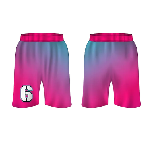 NextPrint Custom Basketball Shorts – Pink Teal Gradient Sports Shorts with Personalized Name & Number