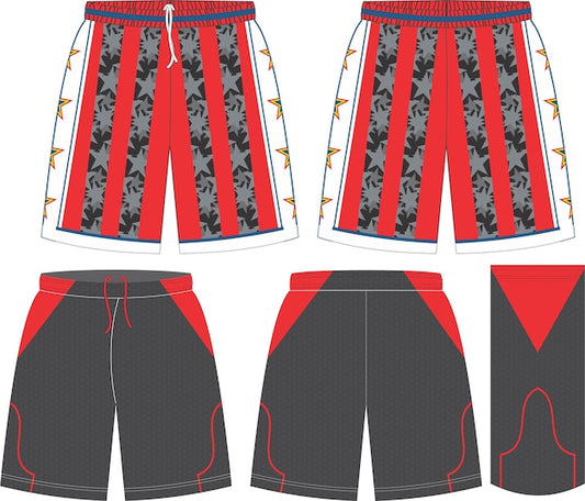 NextPrint Custom Basketball Shorts – Red White Striped Sports Shorts with Personalized Name & Number