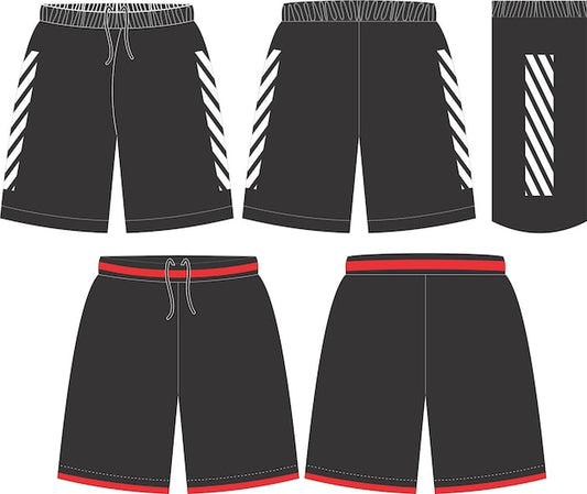 NextPrint Custom Black Sports Shorts with Side Stripes – Personalized Name & Number Print