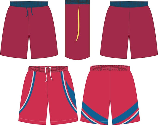 NextPrint Custom Red Sports Shorts with Blue Accents – Personalized Name & Number Print