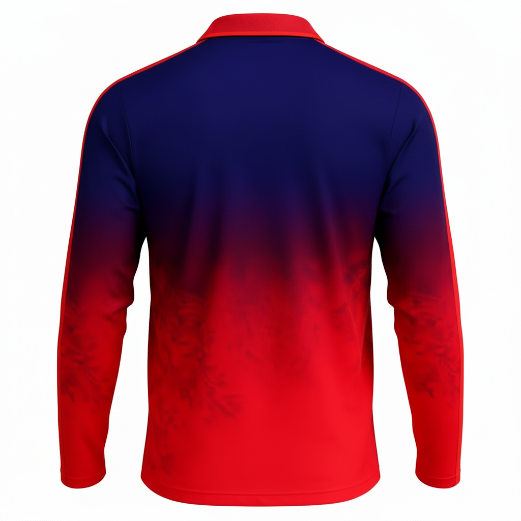 Custom cricket jersey back view with player name and number