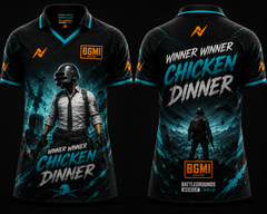 BGMI Shadow Strike Cyan Gaming Jersey Front and Back V Neck Polo Custom Esports Jersey by NextPrint
