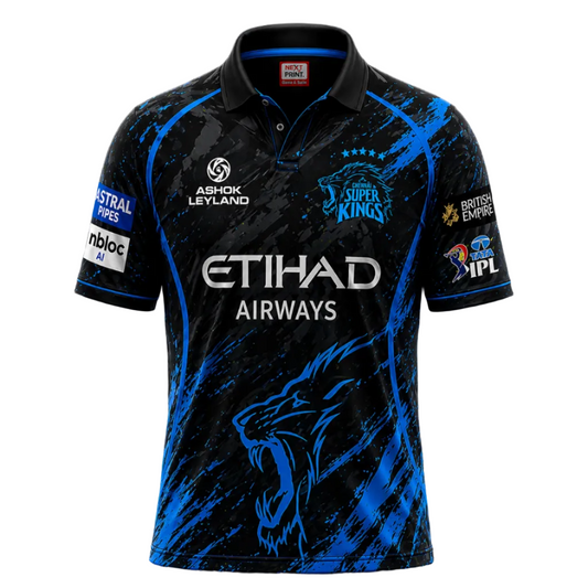 Next print Custom Black Blue Cricket Jersey CSK Style | Personalized Sports Jersey with Name & Number India