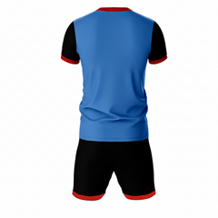 Premium black blue pattern sports jersey side angle sportswear view