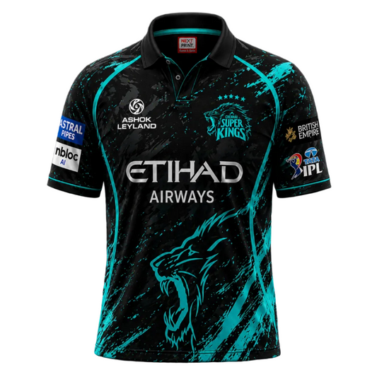 Next print Custom Black Cricket Jersey CSK Design – Personalized Sports Jersey India