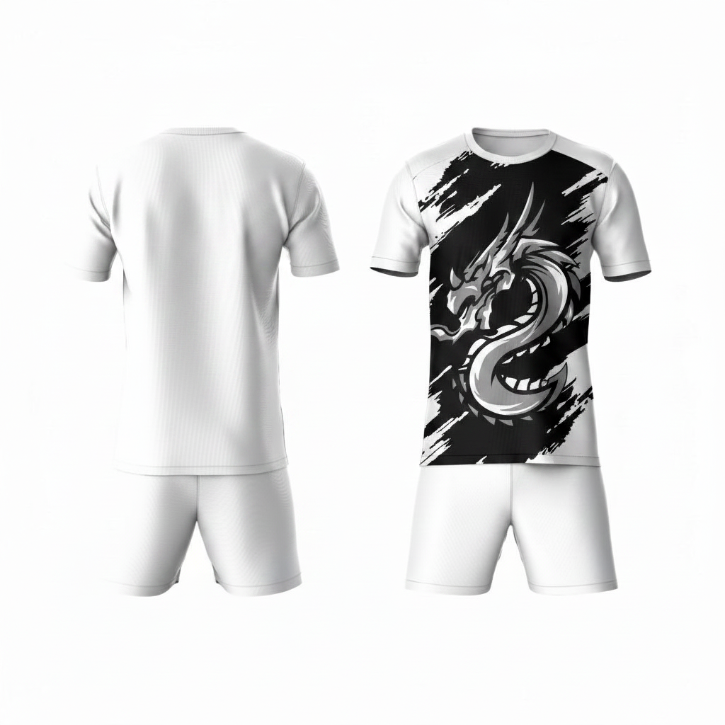 Premium black dragon strike sports jersey side angle sportswear view