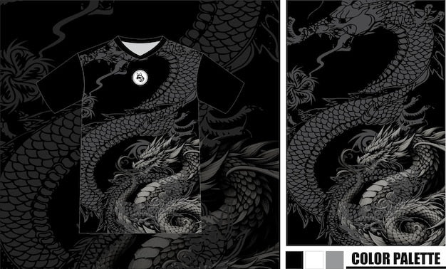 Next Print Black DragonThemed Jersey with Intricate Details Printed Jersey.