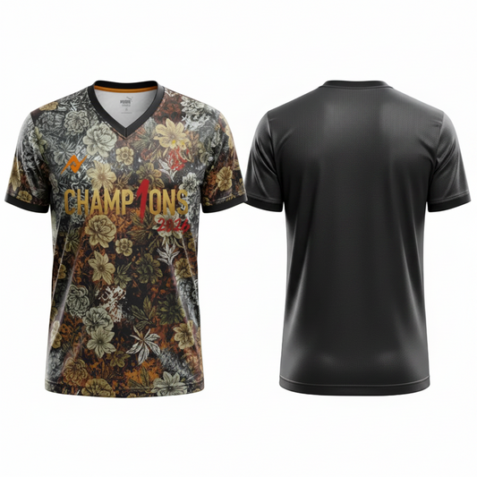 Black Floral Champions Sports Jersey front view