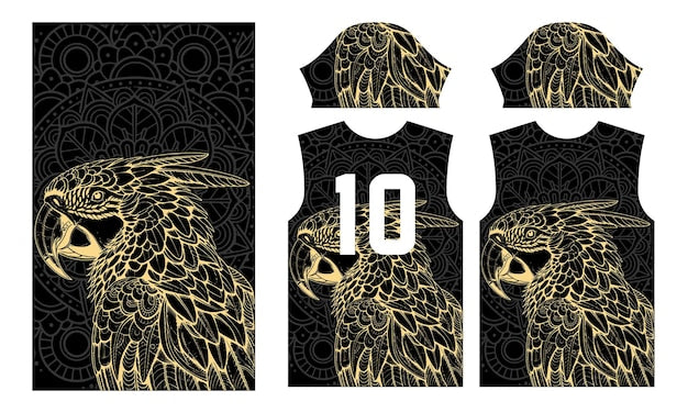 Next Print Black and gold parrot printed  t-shirt.