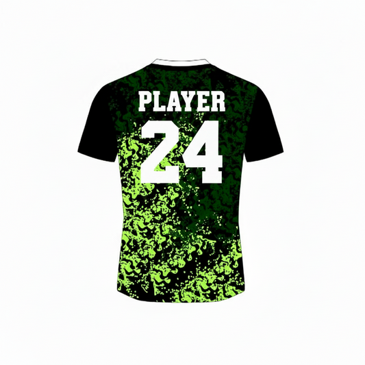 Black green gaming jersey back side with custom gamer name