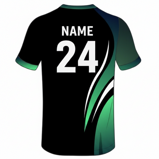 Black green gaming jersey back side with custom gamer name