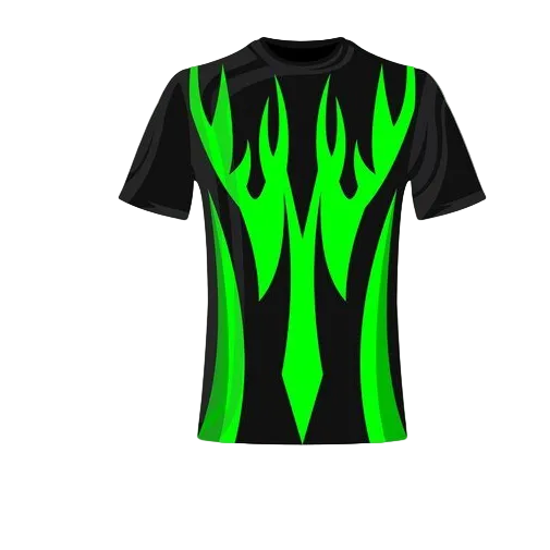 Black green flame custom esports jersey front view