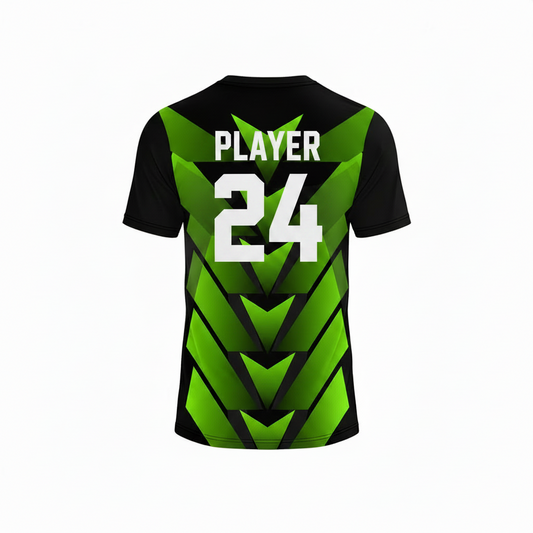 Black green gaming jersey back side with custom gamer name