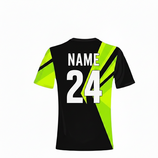 Black green gaming jersey back side with custom gamer name