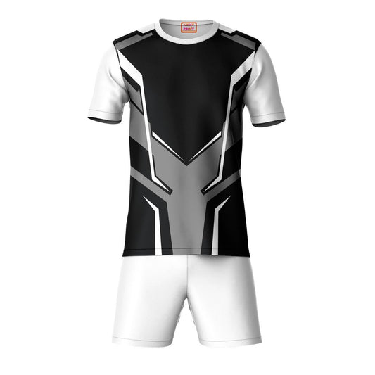 Black grey sports t-shirt with white shorts co-ord set front view