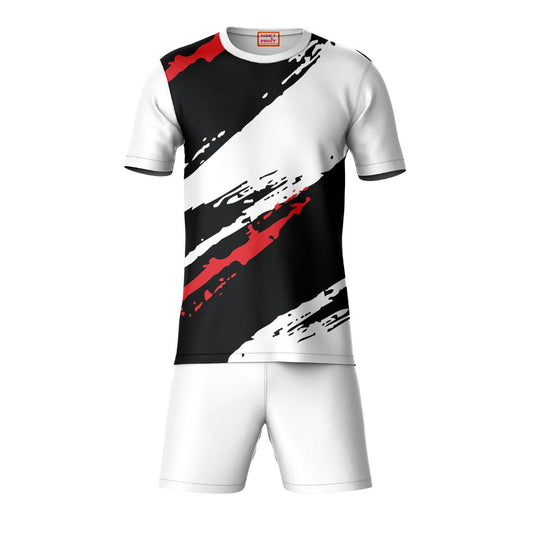 Black grey sports t-shirt with white shorts co-ord set front view