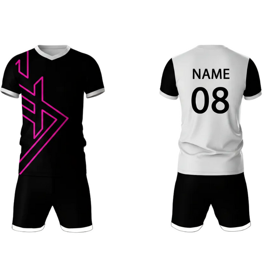 Black neon strike sports jersey set for men back view