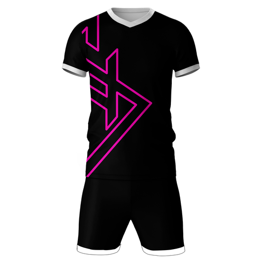 Black neon strike sports jersey set for men front view