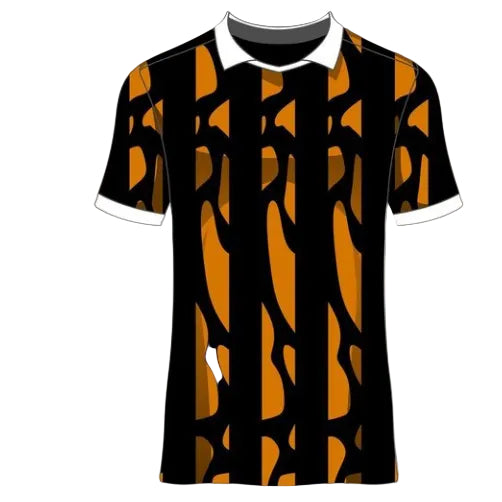 Black orange pattern custom esports jersey front view