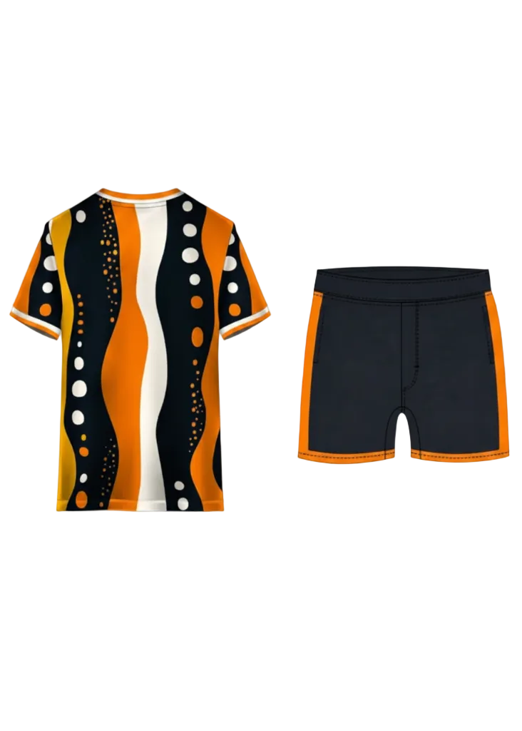 Next print Black & Orange Polka Dot Sports Jersey with Shorts | Custom Cricket & Football Uniform | India