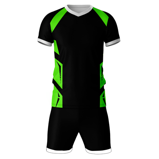 Black pattern sports jersey with black shorts front view