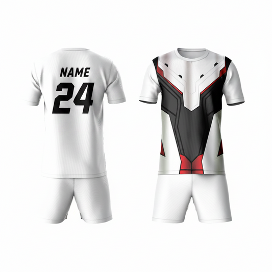 Black pattern athletic sports t-shirt with white shorts back side view