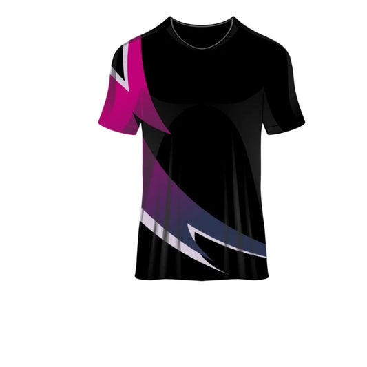 Black pink blue abstract custom esports jersey front view