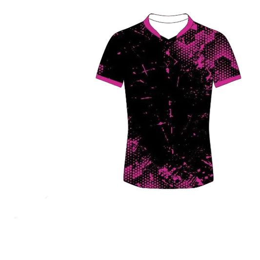 Black pink pattern custom esports polo jersey front view
