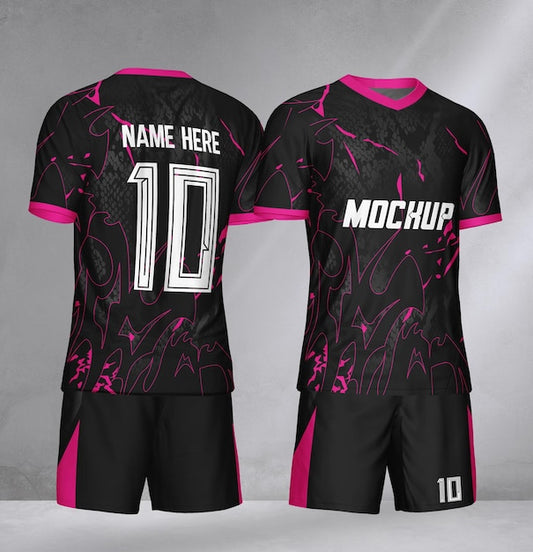 NextPrint  Custom Black Pink Football Jersey Set with Name & Number –