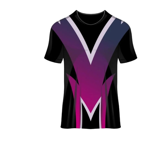 Black purple white geometric custom esports jersey front view