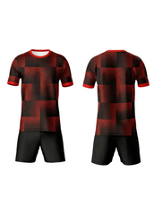 Black red checkered sports jersey with shorts set custom cricket football uniform India