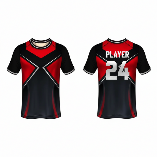 Black red gaming jersey back side with custom gamer name