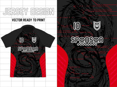 Next Print Black and Red Dragon Jersey Design Uniform Vector Ready to Print