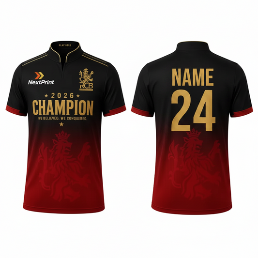 Black red legacy champion sports jersey back view