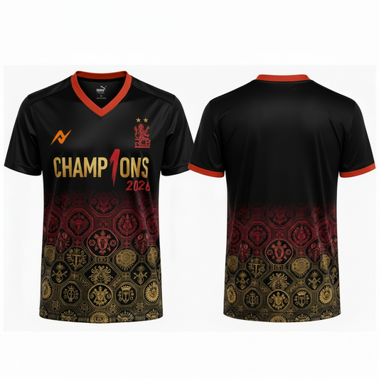 Black Red Royal Crest Sports Jersey front view