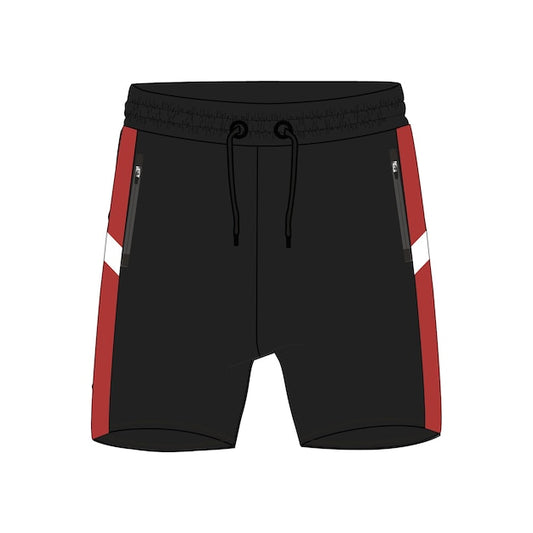 NextPrint Custom Basketball Shorts – Black Red Sports Shorts with Personalized Name & Number